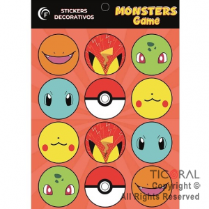 POKEMON STICKERS AUTOADHESIVOS X 24 UNIDADES